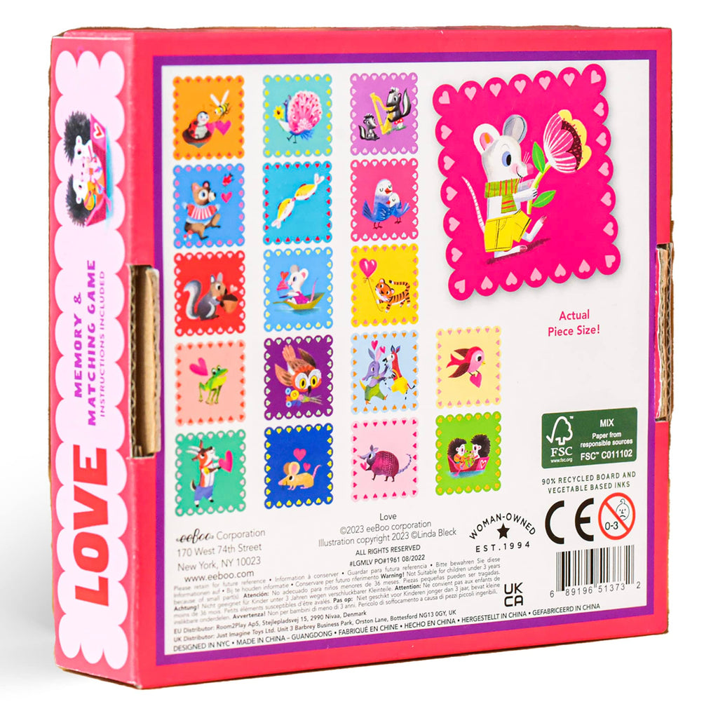 eeBoo Love Little Square Memory & Matching Game, Developmental and Educational Fun, 3 Years and up