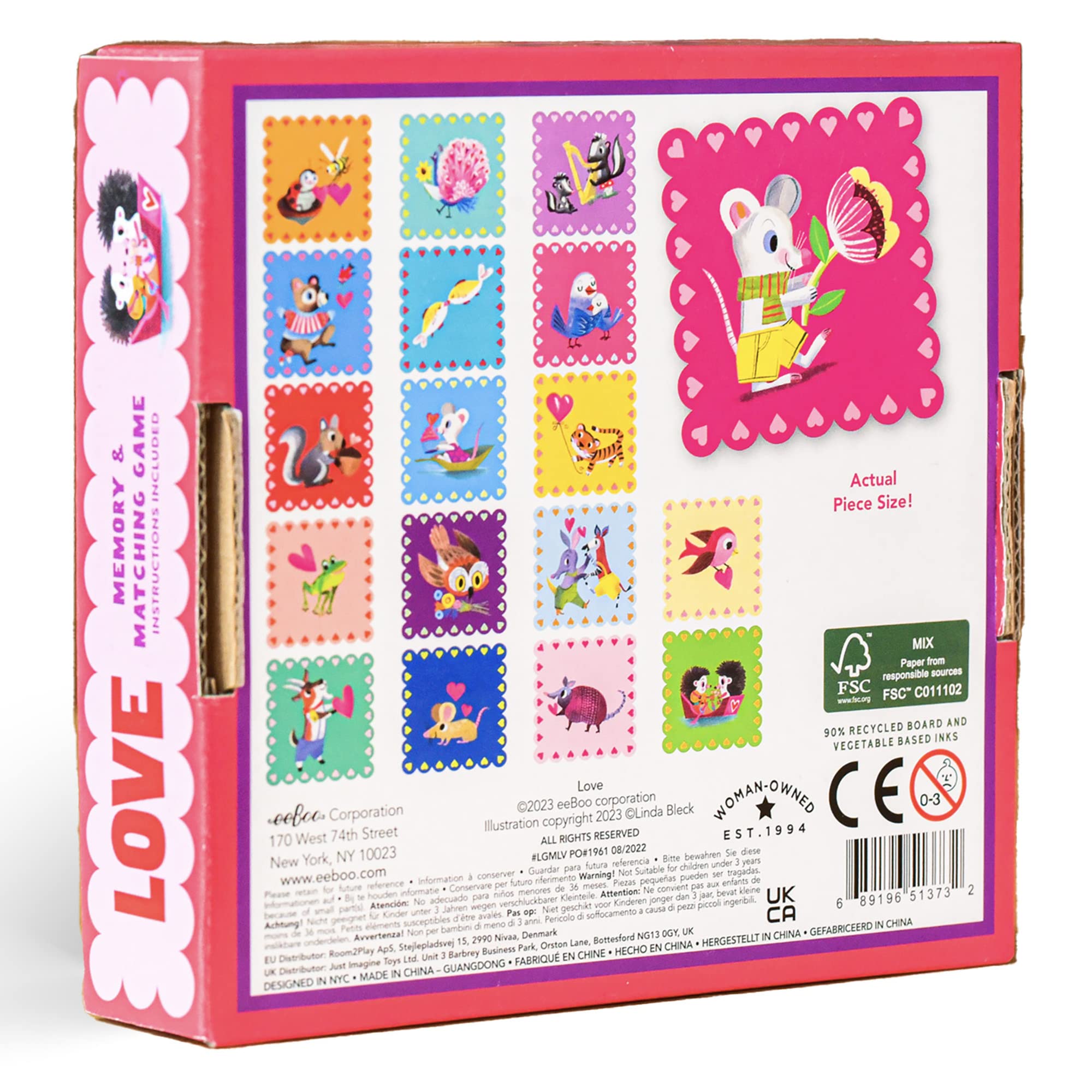 eeBoo Love Little Square Memory & Matching Game, Developmental and Educational Fun, 3 Years and up