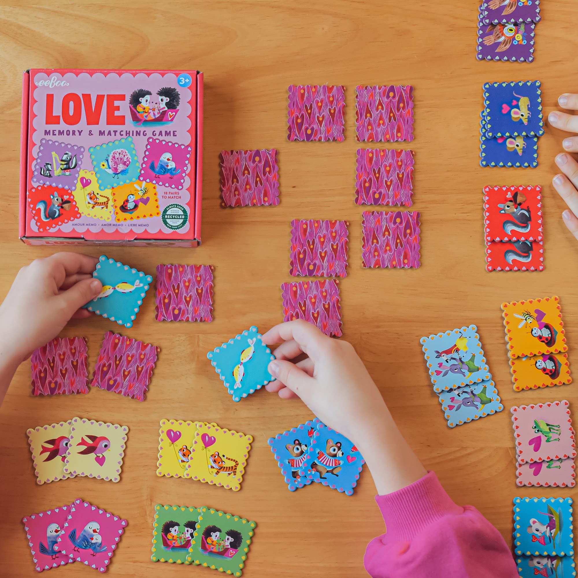 eeBoo Love Little Square Memory & Matching Game, Developmental and Educational Fun, 3 Years and up